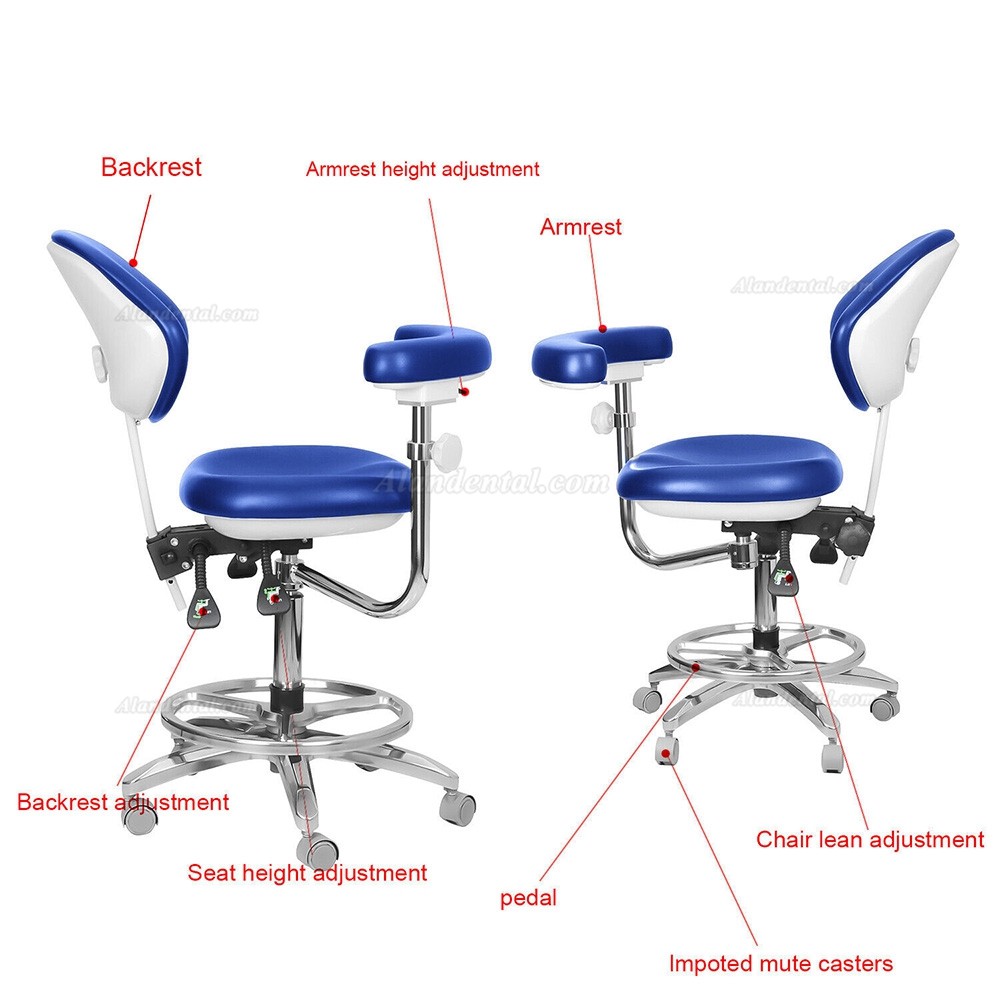 QIYUAN QY-600M-B2 Mobile Dental Assistant Stool Dental Operator Chair 360° Rotation Armrest